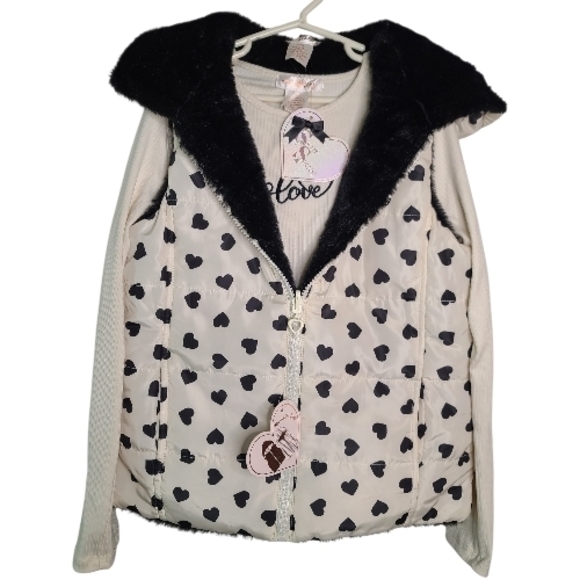 Sweet Stories Other - Faux Fur Hooded Vest & Matching Top Girls  Lg 14